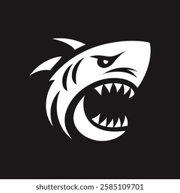 Aggressive Shark Logo Design on Dark Background