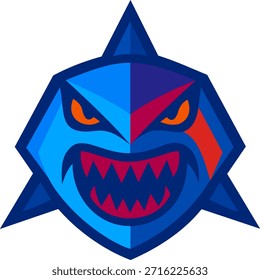 Aggressive shark mascot logo design for sports, gaming, and esports teams.
