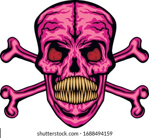 aggressive skull with predators teeth, design t shirts