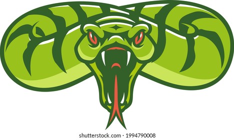 Aggressive Snake Opening Its Mouth Attacking the Prey Sport Logotype