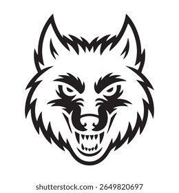 Aggressive Snarling Wolf Head - Ferocious Canine Mascot Vector