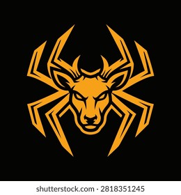 Aggressive sport mascot combining a stag with predatory spider elements.