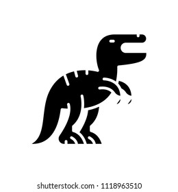 Aggressive strategy, dino black icon concept. Aggressive strategy, dino flat  vector symbol, sign, illustration.