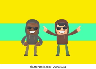aggressive street hooligans. conceptual illustration