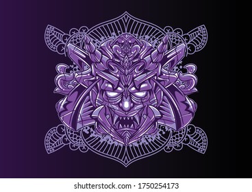 Aggressive strong beast head in colorful style vector illustration