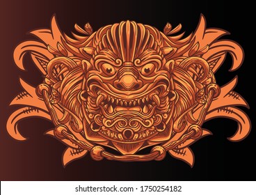 Aggressive strong beast head in colorful style vector illustration