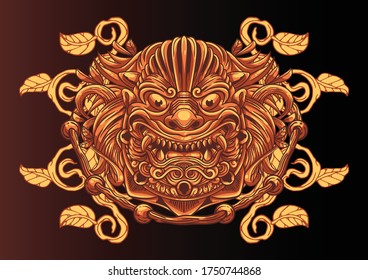 Aggressive strong beast head in colorful style vector illustration