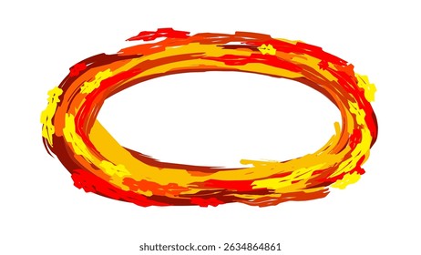 Aggressive textured fire ring with bold strokes vector illustration, perfect for extreme sports, fantasy power rings, or fiery emblems