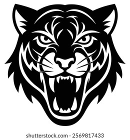 Aggressive Tiger Face Silhouette for Unique Branding