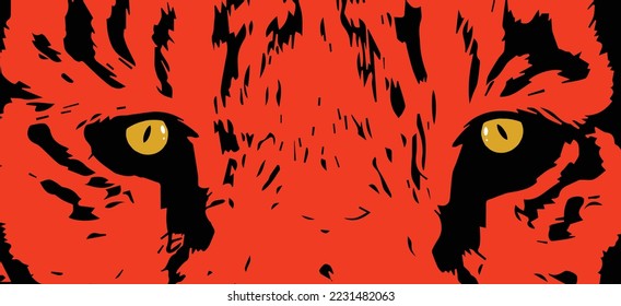 Aggressive tiger face vector illustration. Tiger eyes vector.