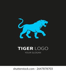 Aggressive Tiger logo template. Predator beast silhouette icon. Vector illustration.