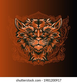 Aggressive wild demon beast head in colorful style vector illustration