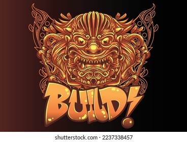 Aggressive wild demon beast head with graffiti illustration. Can be used for t-shirt print, mug print, pillows, fashion print design, kids wear, baby shower, greeting and postcard. t-shirt design