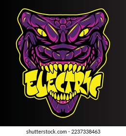 Aggressive wild demon beast head with graffiti illustration. Can be used for t-shirt print, mug print, pillows, fashion print design, kids wear, baby shower, greeting and postcard. t-shirt design