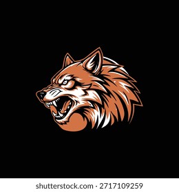 Mascota agresiva del logotipo de la cabeza del lobo, logotipo feroz del Equipo de los deportes de la cabeza del lobo