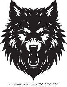 Aggressive Wolf head silhouette art style illustration