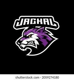 Aggressive wolf, jackal head esport mascot illustration logo icon