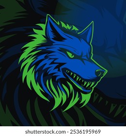 Aggressive Wolf Mascot Logo Design for Gaming and Sports Branding