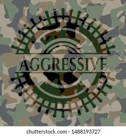 Aggressive written on a camouflage texture. Vector Illustration. Detailed.