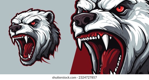 Aggressive Zombie Bear Logo Mascot: Powerful Illustration for E-Sport Gaming Teams