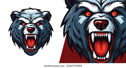 Aggressive Zombie Bear Logo Mascot: Dynamic Vector Graphic for Sport and Gaming Teams