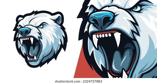 Aggressive Zombie Polar Bear Logo Mascot: Vector Graphic for Gaming Teams