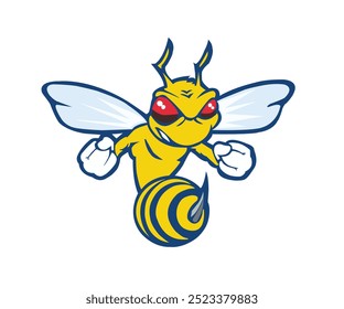 Aggressively flying honey bee wearing gloves 