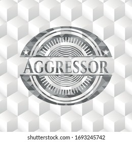 Símbolo gris agresor con fondo blanco cubo
