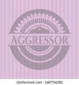 Aggressor realistic pink emblem. Vector Illustration. Detailed.