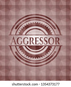 Aggressor red emblem with geometric pattern. Seamless.