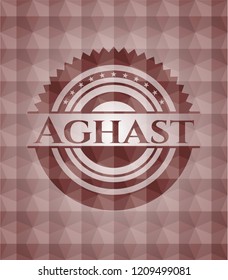Aghast red badge with geometric pattern background. Seamless.