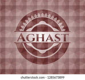 Aghast red seamless emblem with geometric pattern background.