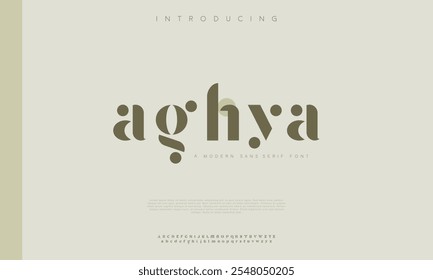 Aghya, elegant awesome alphabet letters font and number classic copper lettering minimal fashion logo designs