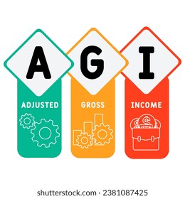 AGI -Adjusted Gross Income acronym. business concept background. vector illustration concept with keywords and icons. lettering illustration with icons for web banner, flyer, landing pag 