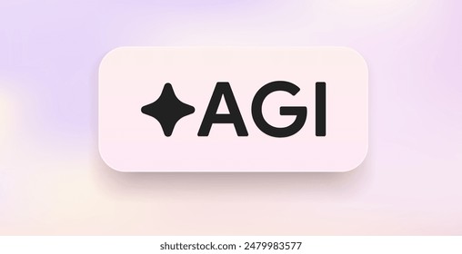 AGI button. Artificial general intelligence icon. AI Superintelligence assistant logo. Machine learning. Super generate. Computer Vision. Neural Networks. Data science. Vector illustration.