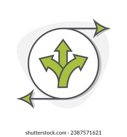 Símbolo de flechas ágiles. Icono de flexibilidad y adaptabilidad. Flechas de movimiento dinámico. Símbolo de navegación adaptable. Icono de trazo modificable del vector.