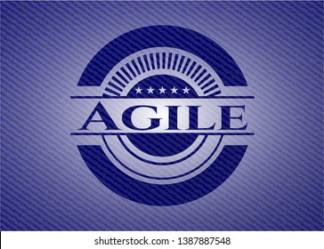 Agile badge with jean texture. Vector Illustration. Detailed.
