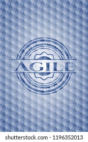 Agile blue badge with geometric background.