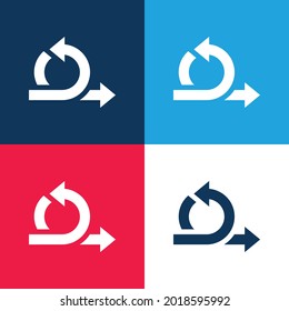 Conjunto mínimo de iconos azul y rojo de cuatro colores