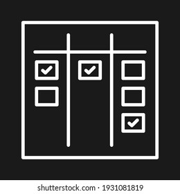 Águila, placa, iteración, depuración, tareas, imagen vectorial de icono completada. También se puede utilizar para la administración de proyectos. Idóneo para aplicaciones web, aplicaciones móviles y medios impresos.