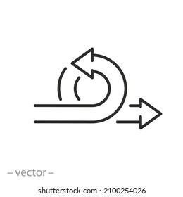 Agile Cycle Icon, Flexible Methodology Work, Concept Management Business, Arrow Spin, Thin Line Symbol On White Background - Editable Stroke Vector Illustration