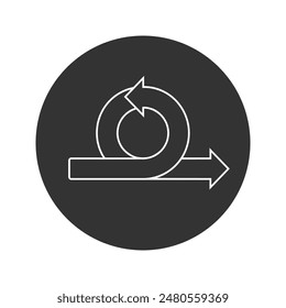 Icono de línea de ciclo ágil, trabajo de metodología flexible, negocio de gestión de conceptos, giro de flecha, Ilustración vectorial de trazo editable