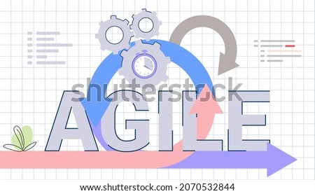 Agile development decisions methodology business concept Agile life rule cycle for software development diagram Effective teamwork for project sprint Adaptive programming and process managing strategy