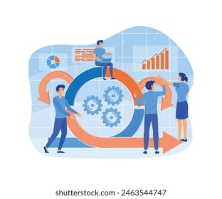 Agile development methodology business concept. Agile life cycle for software development diagram. Adaptive programming rule cycle and process managing strategy. flat vector modern illustration