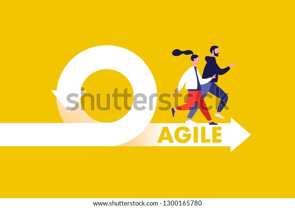 Agile development methodology\
icon vector illustration. Agile Life Cycle Icon Vector. People\
running to success. Flexible developing process logo. T-shirt print\
design.