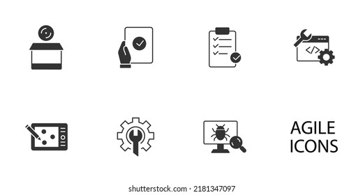 Agile Development Software Business Web Computer Agility Icons Set .   Agile Development Software Business Web Computer Agility Pack Symbol Vector Elements For Infographic Web