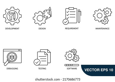 Agile Development Software Icons Set . Agile Development Software Pack Symbol Vector Elements For Infographic Web