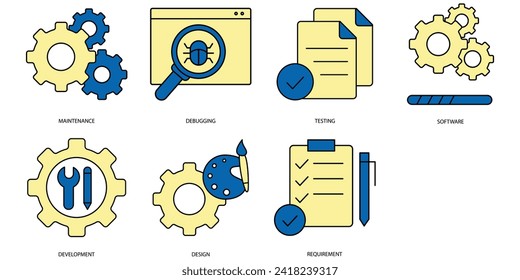 Agile development software icons set . Agile development software pack symbol vector elements for infographic web
