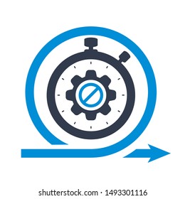 Agile development, stopwatch concept icon with not allowed sign, block, forbidden, prohibit symbol