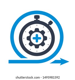 Agile development, stopwatch concept icon with add sign, new, plus, positive symbol